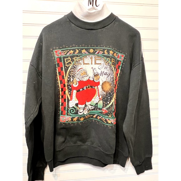 Vintage Santa Believe in Magic  Crewneck Sweatshirt XL - Picture 2 of 8